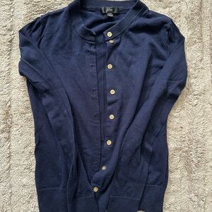 J. Crew Dark Blue Cardigan with Gold Buttons